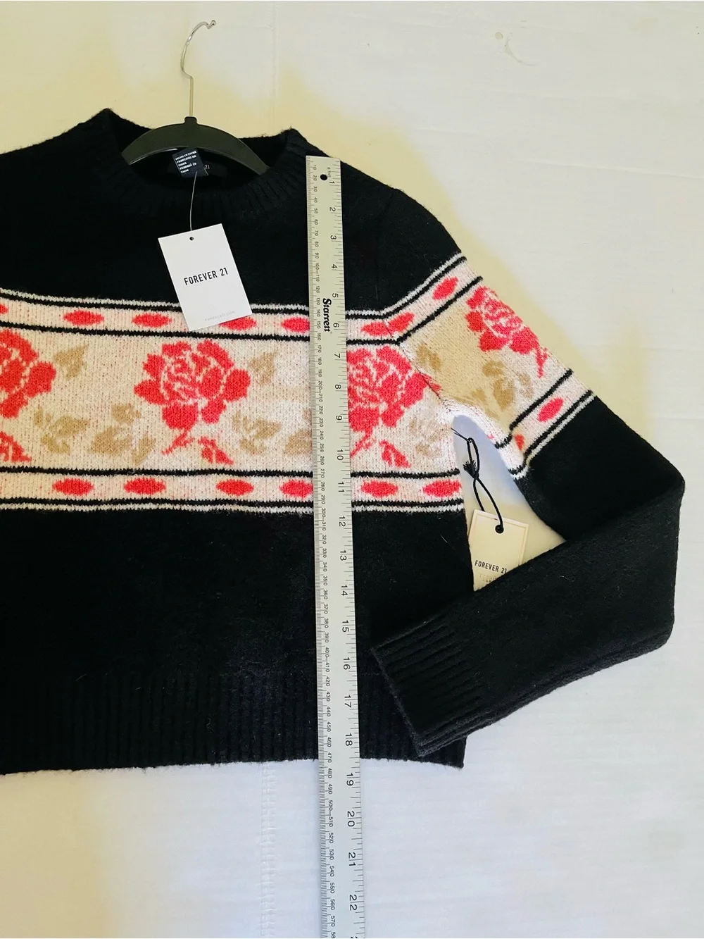 NWT Forever 21 black floral crewneck sweater S - Picture 5 of 10